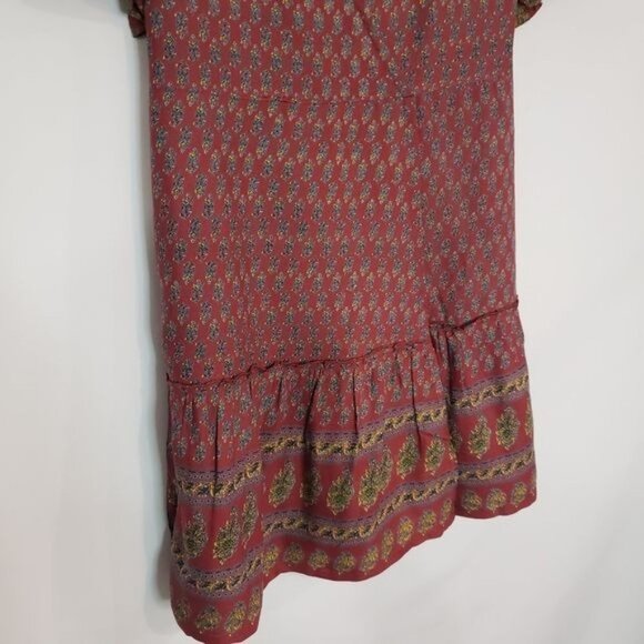 NWT Raga Avah Floral Faux Wrap Mini Dress In Wine Size Small - Picture 4 of 9